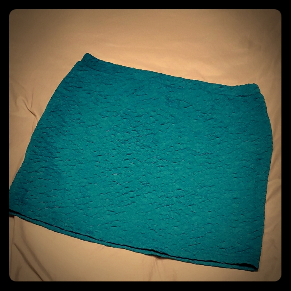 Candies Juniors L Teal Textured Stretch Mini Skirt